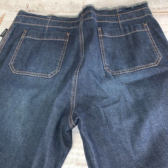Vintage Sergio Valente Size 16 Women Blue‎ Jeans Flared Denim Raw Hem 34x31 Cuff - Picture 8 of 10